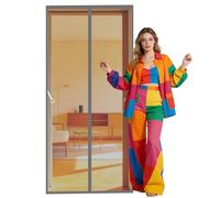 Moustiquaire Porte Fenetre 111 x 204 cm Différentes Tailles Magnétique Rideau de Porte Anti Mouche Maintient L'Air Frais à L'Intérieur pour Balcon, Cave et Terrasse, Gris