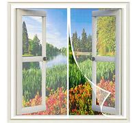 Moustiquaire Porte Fenetre 115 x 125 cm Aimants Rideau de Anti-Insectes, Moustiquaire sur Mesure Porte Installation Facile Sans Outils pour Plupart Les Types FenêTres, Blanc