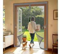 Moustiquaire Porte Fenetre 120 x 220 cm Fermeture Automatique Aimantée, Sans Perçage Rideaux Aimantée Sans Percage Moustiquaires Ementer Aimanté pour Patio Porte Fenêtre, Gris