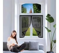 Moustiquaire Porte Fenetre 121 x 143 cm Maille Ultrarésistante, Anti Mouches et Insectes, Maintient L'Air Frais Magnétique Moustiquaire Porte pour Fenêtre, Balcon, Noir