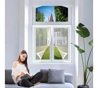 Moustiquaire Porte Fenetre 123 x 143 cm Maille Ultrarésistante, Anti Mouches et Insectes, Maintient L'Air Frais Magnétique Moustiquaire Porte pour Fenêtre, Balcon, Blanc