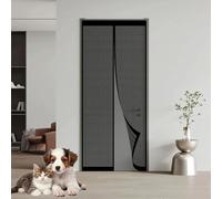 Moustiquaire Porte Fenetre 129 x 259 cm Puissants Aimants, Fermeture Automatique, avec Bande Adhésive Rideau de Porte Antimoustique pour Balcon, Cave et Terrasse, Noir