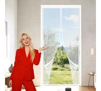 Moustiquaire Porte Fenêtre 140 x 226 cm Différentes Tailles Moustiquaire Ajustable Aimantée Sans Perçage, Fermeture Automatique pour Balcon Salon Chambre Portes, Blanc