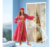 Moustiquaire Porte Fenetre 140 x 247 cm Facile à Installer Sans Percer Moustiquaire Baie Vitree Coulissante pour Porte de Balcon, Salon, Terrasse, Blanc