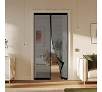 Moustiquaire Porte Fenêtre 144 x 230 cm Sans Perçage, Fermeture Automatique, Maintient L'Air Frais à L'Intérieur, Anti-Insectes Rideaux Insect Ecran pour Porte Exterieur, Noir