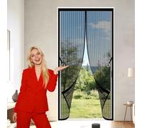 Moustiquaire Porte Fenêtre 158 x 192 cm Différentes Tailles Moustiquaire Ajustable Aimantée Sans Perçage, Fermeture Automatique pour Balcon Salon Chambre Portes, Noir