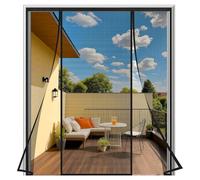 Moustiquaire Porte Fenetre 160x210 cm, Moustiquaire Aimantée Double Ouverture Latérale, Lumière Translucide Fermeture Automatique, pour Entrée Balcon Patio Porte Fenêtre, Noir