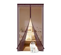 Moustiquaire Porte Fenetre 160x220cm,Magnétique Moustiquaire Porte Avec Ruban Adhésif,Rideau Anti Mouches Anti Moustique Aimantée pour Porte d Entrée Intérieur/Patio/Coulissante,Brun
