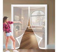 Moustiquaire Porte Fenêtre 168 x 170 cm Maille Ultrarésistante, Joint Magnétique de Haut en Bas, Garde L'Air Frais à L'Intérieur Rideau Magnétique pour Balcon pour Couloirs, Portes, Blanc