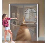 Moustiquaire Porte Fenêtre 168 x 210 cm Maille Ultrarésistante, Joint Magnétique de Haut en Bas, Garde L'Air Frais à L'Intérieur Rideau Magnétique pour Balcon pour Couloirs, Portes, Gris