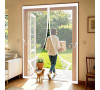 Moustiquaire Porte Fenetre 230 x 300 cm Fermeture Automatique Aimantée, Sans Perçage Rideaux Aimantée Sans Percage Moustiquaires Ementer Aimanté pour Patio Porte Fenêtre, Blanc
