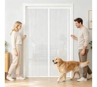 Moustiquaire Porte Fenetre 235 x 215 cm Différentes Tailles, Uissants Aimants, Fermeture Automatique, Sans Perçage Moustiquaire pour Portes pour Couloirs, Portes, Patio, Blanc