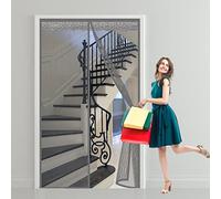 Moustiquaire Porte Fenetre 235 x 215 cm Mailles ultra fines, Puissants Aimants,Pliable Moustiquaire Porte Fenêtre Garde l'Air Frais à l'Intérieur pour Portes, Patio, Intérieur, Gris A