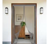 Moustiquaire Porte Fenêtre 50 x 200 cm Sans Perçage, Fermeture Automatique, Maintient L'Air Frais à L'Intérieur, Anti-Insectes Rideau Aimanté pour Porte Exterieur, Gris