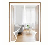 Moustiquaire Porte Fenêtre 50 x 70 cm Sans Perçage, Fermeture Automatique, Maintient L'Air Frais à L'Intérieur, Anti-Insectes Rideau en Maille pour Porte Exterieur, Blanc