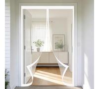 Moustiquaire Porte Fenetre 50 x 70 cm Sans Perçage, Fermeture Automatique, Maintient L'Air Frais à L'Intérieur, Anti-Insectes Rideaux Anti Mouches pour Porte, Couloirs, Blanc