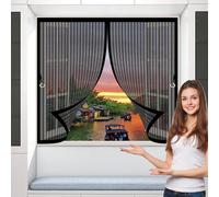 Moustiquaire Porte Fenetre 55 x 145 cm Anti-Moustiques, Fermeture Automatique, Sans Perçage, Maille Fine, Moustiquaire Store Enroulable pour Portes, Différentes Tailles, Noir