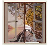 Moustiquaire Porte Fenetre 55 x 85 cm Aimantée Auto-AdhéSif en Maille, Anti Mouche Porte Moustiquaire Garde l'Air Frais l'Intérieur pour Tout Type de Fenêtre, Marron