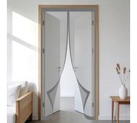 Moustiquaire Porte Fenetre 70 x 130 cm Sans Perçage, Fermeture Automatique, Maintient L'Air Frais à L'Intérieur, Anti-Insectes Maille Aimantée Rideau pour Porte Exterieur, Gris