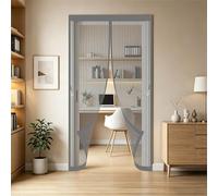 Moustiquaire Porte Fenetre 72 x 200 cm Fermeture Automatique Aimantée, Sans Perçage Moustiquaire Porte Fenetre Magnetique Rideaux Toile Insect Ecran pour Couloirs, Patio, Gris