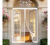 Moustiquaire Porte Fenetre 80 x 120 cm Sans Perçage, Fermeture Automatique, Maintient L'Air Frais à L'Intérieur, Anti-Insectes Rideau Aimanté pour Porte, Couloirs, Blanc