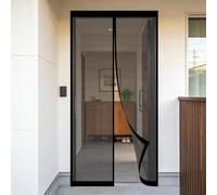 Moustiquaire Porte Fenetre 90 x 100 cm Sans Perçage, Fermeture Automatique, Maintient L'Air Frais à L'Intérieur, Anti-Insectes Rideau en Maille pour Porte Exterieur, Noir