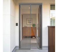 Moustiquaire Porte Fenetre 90 x 100 cm Sans Perçage, Fermeture Automatique, Maintient L'Air Frais à L'Intérieur, Anti-Insectes Rideau en Maille pour Porte Exterieur, Gris