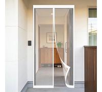 Moustiquaire Porte Fenetre 90 x 100 cm Sans Perçage, Fermeture Automatique, Maintient L'Air Frais à L'Intérieur, Anti-Insectes Rideau en Maille pour Porte Exterieur, Blanc