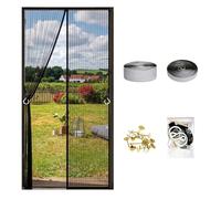 Moustiquaire Porte Fenetre 90 x 110 cm Bande Adhésive Anti Mouche Insecte Maintient L'Air Frais à L'Intérieur Installation Facile Moustiquaire Fenetre pour Patio, Noir