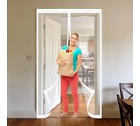 Moustiquaire Porte Fenetre 90 x 110 cm Sans Perçage, Fermeture Automatique, Maintient L'Air Frais à L'Intérieur, Anti-Insectes Rideau Aimanté pour Porte Exterieur, Blanc