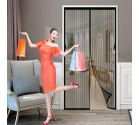 Moustiquaire Porte Fenêtre 90 x 120 cm Joint Magnétique de Haut en Bas Anti-Moustiques pour Portes Sans Perçage, avec Bande Magique pour Cuisine Salon Chambre, Noir