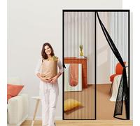 Moustiquaire Porte Fenêtre 90 x 120 cm Joint Magnétique de Haut en Bas Moustiquaire de Porte Sans Perçage, avec Bande Magique pour Cuisine Salon Chambre, Noir