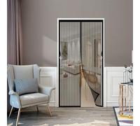 Moustiquaire Porte Fenêtre 90 x 120 cm Puissants Aimants, Fermeture Automatique Moustiquaire de Porte Installation Facile avec Bande Magique pour Cuisine Salon Chambre, Noir