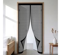 Moustiquaire Porte Fenetre 90 x 120 cm Sans Perçage, Fermeture Automatique, Maintient L'Air Frais à L'Intérieur, Anti-Insectes Maille Aimantée Rideau pour Porte Exterieur, Noir