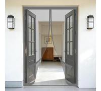 Moustiquaire Porte Fenetre 90 x 130 cm Sans Perçage, Fermeture Automatique, Maintient L'Air Frais à L'Intérieur, Anti-Insectes Rideaux Aimantée pour Porte, Couloirs, Gris