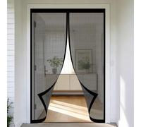 Moustiquaire Porte Fenetre 90 x 130 cm Sans Perçage, Fermeture Automatique, Maintient L'Air Frais à L'Intérieur, Anti-Insectes Rideaux Anti Mouches pour Porte, Couloirs, Noir