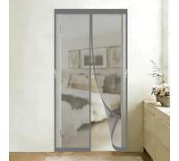 Moustiquaire Porte Fenêtre 90 x 160 cm Protection Installation Magnétique de Rideau Adhésif Sans Perçage Moustiquaire Porte Coulissante pour Portes de Multi Types, Gris