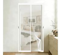 Moustiquaire Porte Fenêtre 90 x 90 cm Protection Installation Magnétique de Rideau Adhésif Sans Perçage Moustiquaire Porte Coulissante pour Portes de Multi Types, Blanc