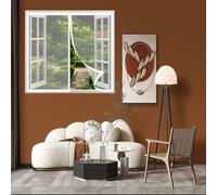 Moustiquaire Porte Fenetre 93 x 144 cm Anti-Moustiques et Anti-Poussière Moustiquaire Fenêtre Différentes Tailles, Sans Perçage pour Porte D'Entrée Intérieur et Fenêtres, Blanc