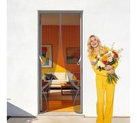 Moustiquaire Porte Fenetre 93 x 235 cm Sans Perçage, Installation Facile Rideau Magnétique Anti Insectes Sans Perçage pour Balcon, Cave et Terrasse, Gris