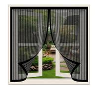 Moustiquaire Porte Fenetre 93 x 93 cm Anti-Moustiques et Anti-Poussière Moustiquaire Aimantée avec Aimants et Bande Adhesive pour Porte Exterieur, Balcon Fenêtre, Noir