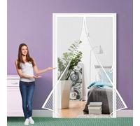 Moustiquaire Porte Fenêtre Aimantée 103 x 204 cm Rideau en Maille Montage Facile pour Porte de Balcon, Blanc
