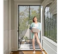 Moustiquaire Porte Fenetre Aimantée 71 x 218 cm Puissants Aimants, Sans Perçage Rideaux Toile Insect Ecran Anti Moustique, Facile à Installer Profitez de L'Été en Famille, Noir