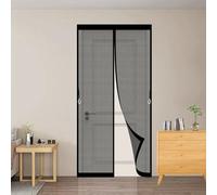 Moustiquaire Porte Fenetre Aimantée 91 x 210 cm Sans Percage Anti-Moustiques avec Bande Adhésive, Fermeture Magnétique Moustiquaire Magnétique pour Balcon & Terrasse, Noir