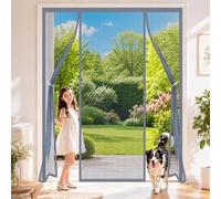 Moustiquaire Porte Fenetre Aimantée Double Gris 160x210cm Bande lestée en bas pour éviter que le rideau ne se soulève avec le vent pour Extérieur Coulissante et Véranda