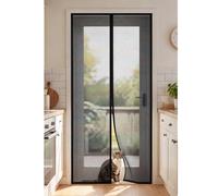 Moustiquaire Porte Fenetre Aimantée Magnetique 129 x 289 cm Joint Magnétique de Haut en Bas Rideau Moustiquaire Magnétique Sans Perçage pour de Balcon, Chambre, Noir