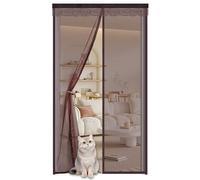 Moustiquaire Porte Fenetre Aimantée Magnétique 140x200cm,Maille Très Dense Rideau Anti Insecte Mouche Avec Ruban Adhésif, Moustiquaire Magnétique,Sans Perçage,Marron