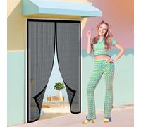 Moustiquaire Porte Fenetre Aimantée Magnetique 170 x 190 cm Aucun Perçage N'Est Nécessaire Rideau Porte Magnétique Anti Mouche pour Exterieur, Balcons, Caves, Noir