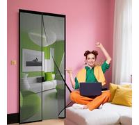 Moustiquaire Porte Fenetre Aimantée Magnetique 170 x 190 cm Mailles Ultra Fines Rideau de Porte Anti Mouche pour de Balcon, Salon, Terrasse, Noir