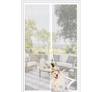 Moustiquaire Porte Fenetre Aimantée Magnetique 185x215 cm, Maille très résistante Moustiquaire，Résistance à la déchirure，pour Couloirs, Portes, Patio.Facile à Installer,Blanc